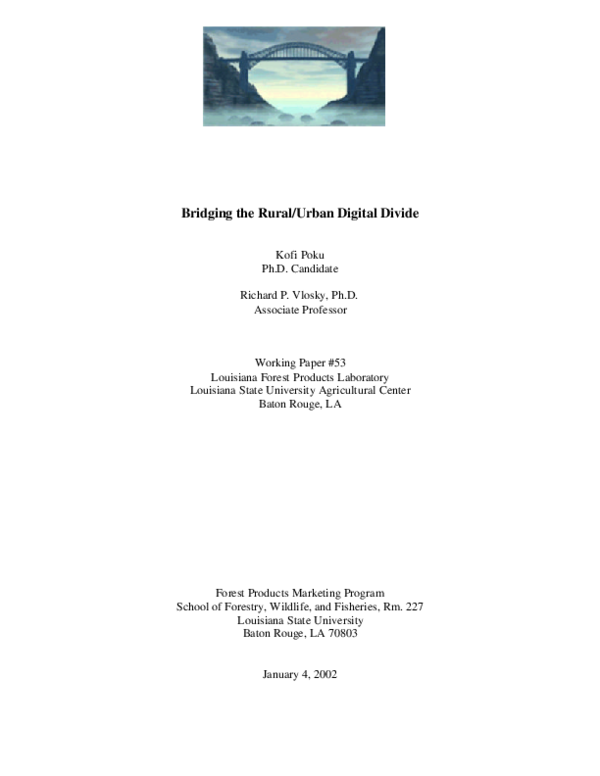 Pdf Bridging The Rural Urban Digital Divide