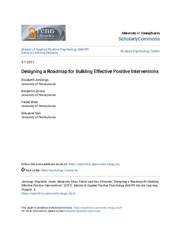 (PDF) Designing a Roadmap for Building Effective Positive Interventions