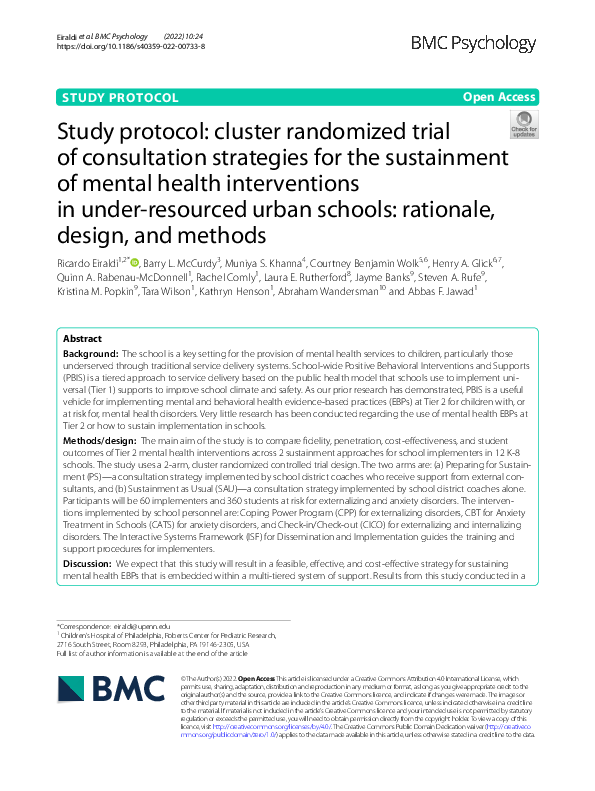 (PDF) Study protocol: cluster randomized trial of consultation ...