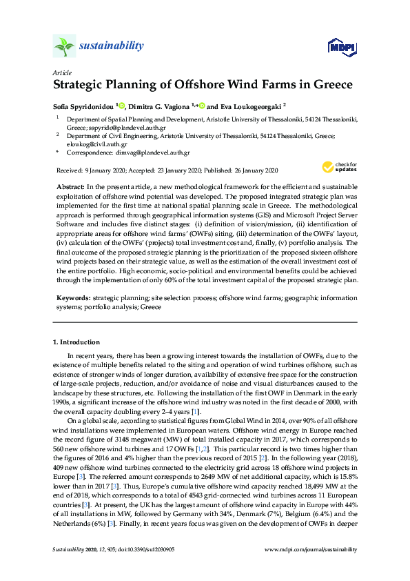 (PDF) Strategic Planning of Offshore Wind Farms in Greece