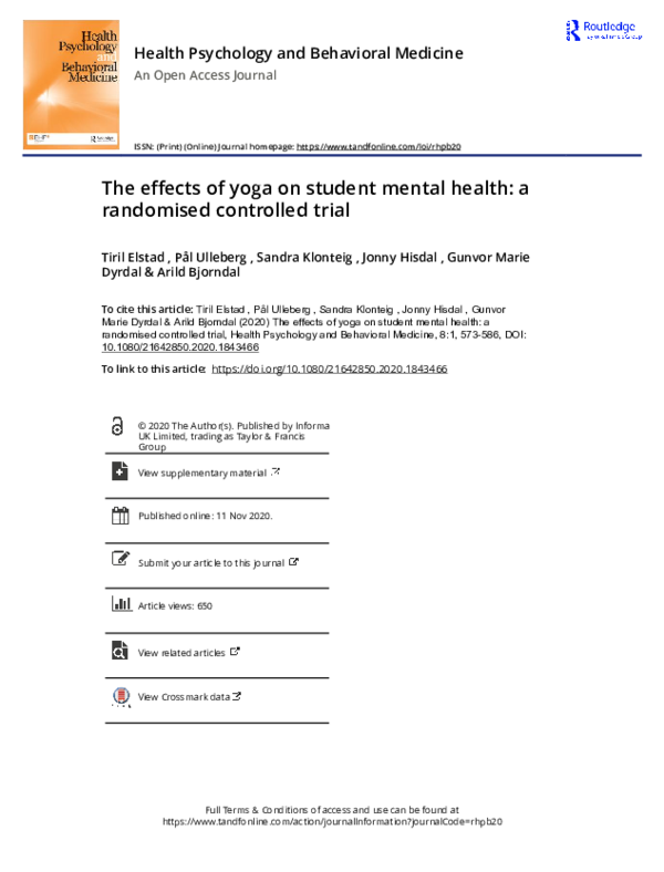 (PDF) The effects of yoga on student mental health: a randomised ...
