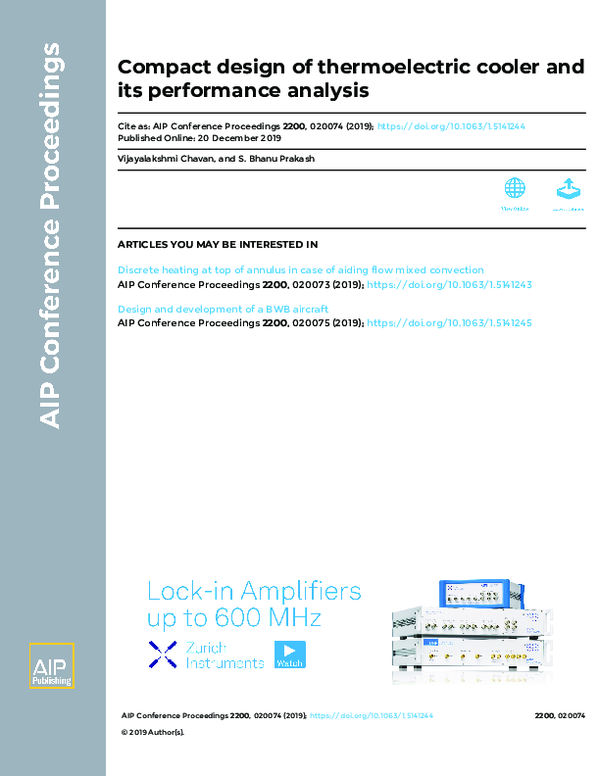 (PDF) Compact design of thermoelectric cooler and its performance analysis