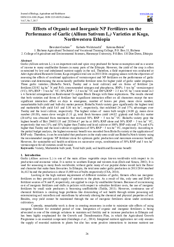 (PDF) Effects of Organic and Inorganic NP Fertilizers on the ...