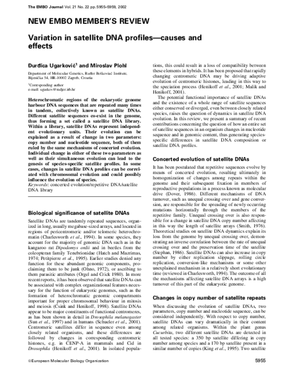 (PDF) Variation in satellite DNA profiles—causes and effects