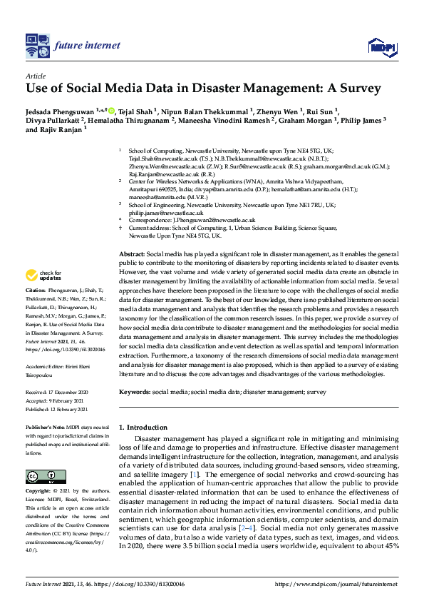 (PDF) Use of Social Media Data in Disaster Management: A Survey