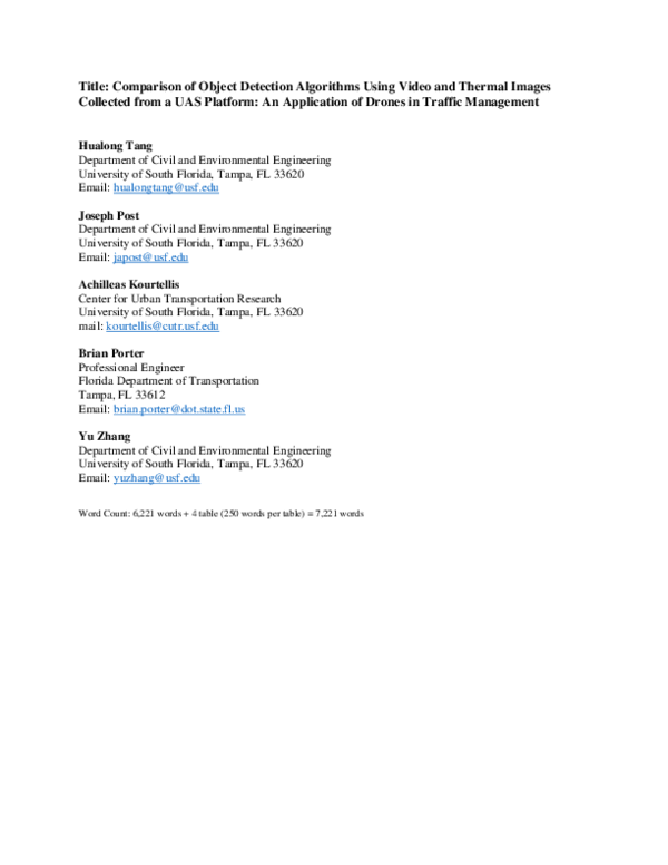 (PDF) Comparison of Object Detection Algorithms Using Video and Thermal ...