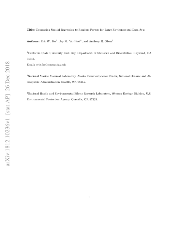 (PDF) Comparing spatial regression to random forests for large ...