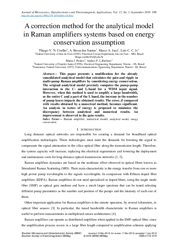(PDF) A correction method for the analytical model in Raman amplifiers ...