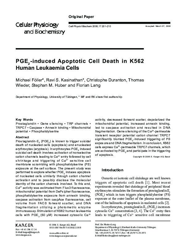 (PDF) PGE2-induced Apoptotic Cell Death in K562 Human Leukaemia Cells