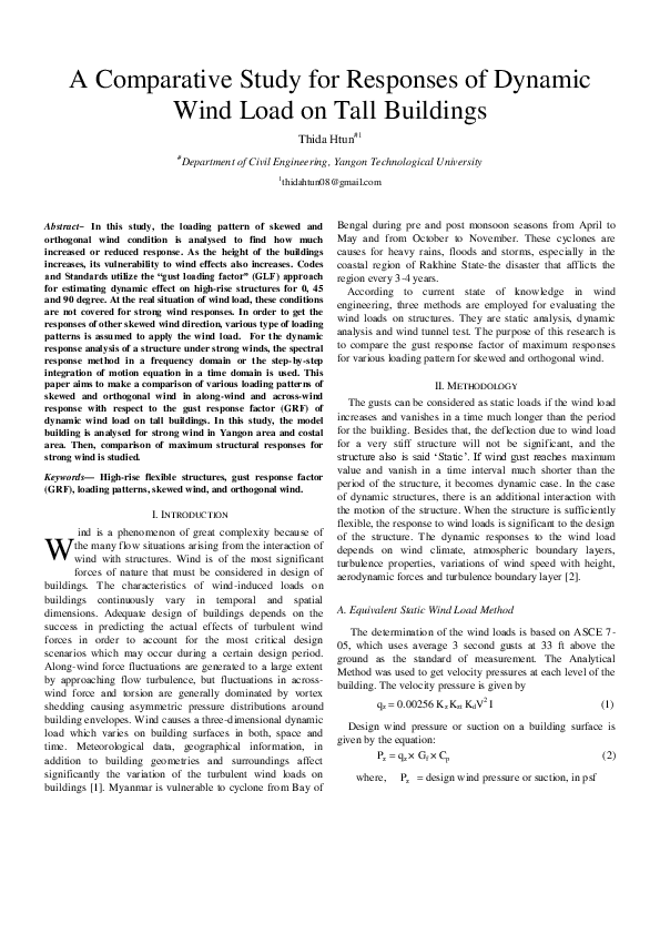 (PDF) A Comparative Study for Responses of Dynamic Wind Load on Tall ...