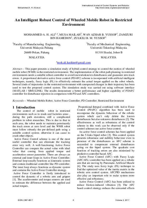 (PDF) An Intelligent Robust Control of Wheeled Mobile Robot in ...