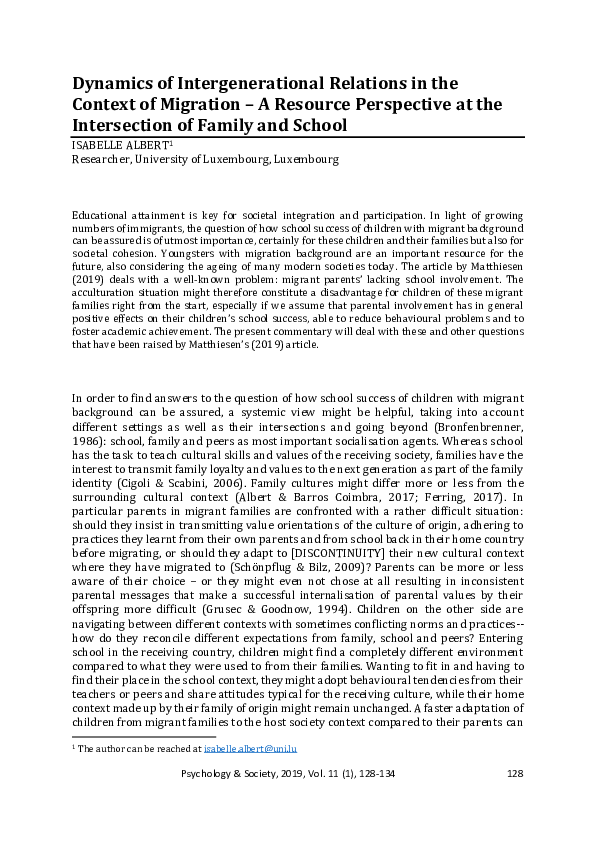 (PDF) Dynamics of Intergenerational Relations in the Context of ...