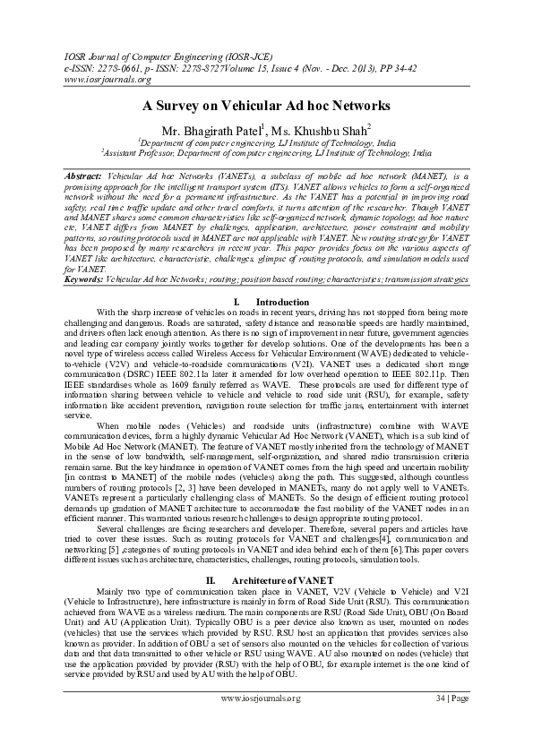 (PDF) A Survey on Vehicular Ad hoc Networks
