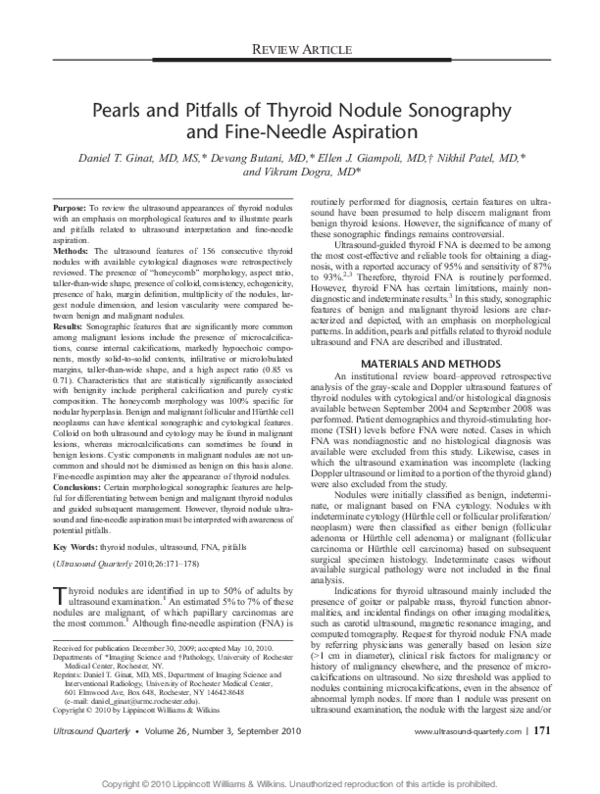 (PDF) Pearls and Pitfalls of Thyroid Nodule Sonography and Fine-Needle ...