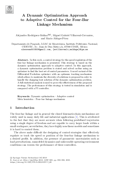 (PDF) A Dynamic Optimization Approach to Adaptive Control for the Four ...