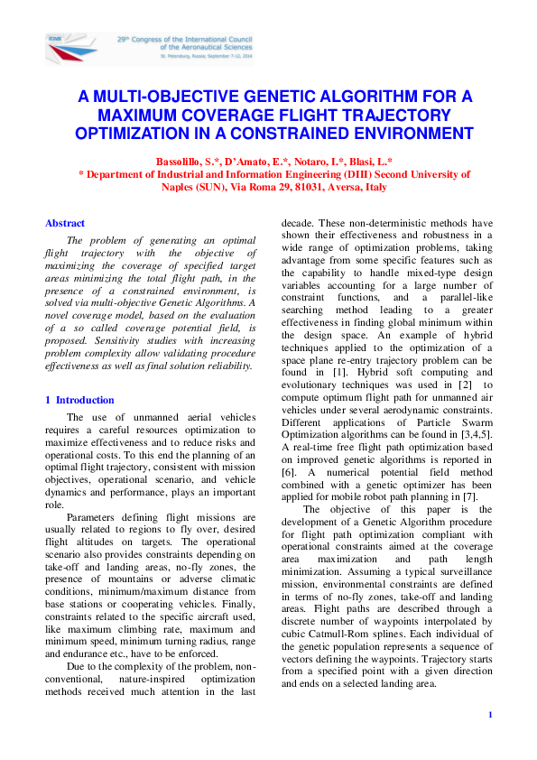 (PDF) A Multi-Objective Genetic Algorithm for a Maximum Coverage Flight ...