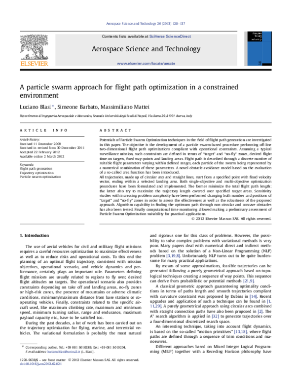 (PDF) A particle swarm approach for flight path optimization in a ...