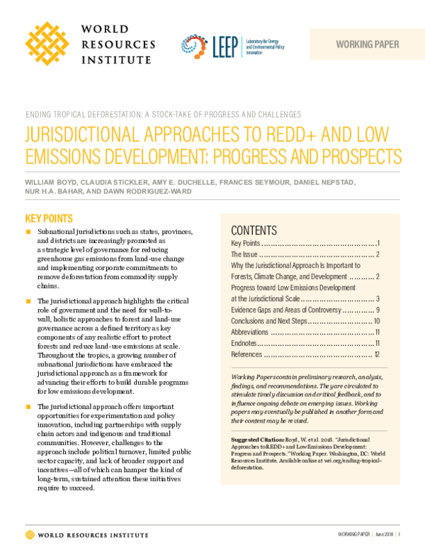 (PDF) Jurisdictional Approaches to REDD+ and Low Emissions Development ...