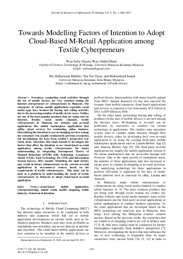 (PDF) Towards Modelling Factors of Intention to Adopt Cloud-Based M ...