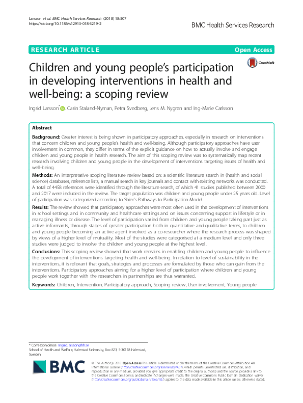 (PDF) Children and young people's participation in developing ...