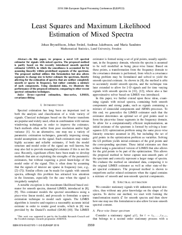 (PDF) Least Squares and Maximum Likelihood Estimation of Mixed Spectra