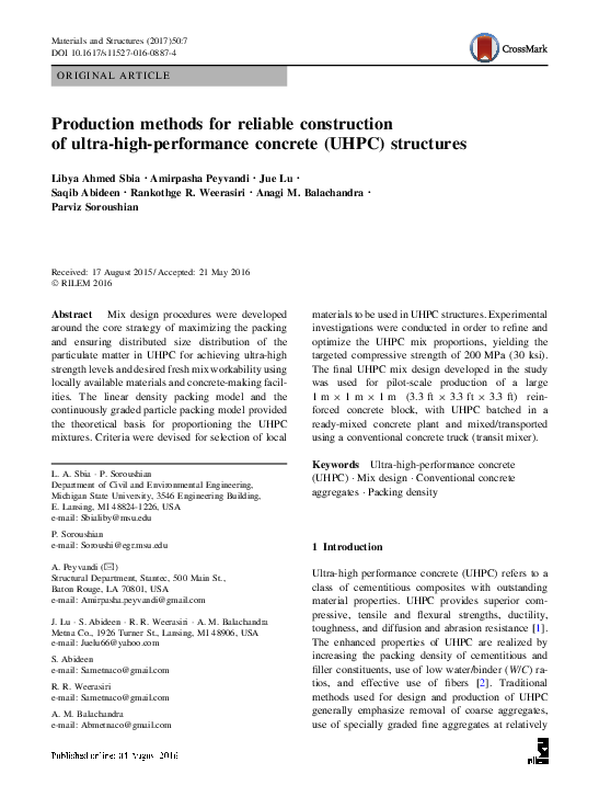 (PDF) Production methods for reliable construction of ultra-high ...