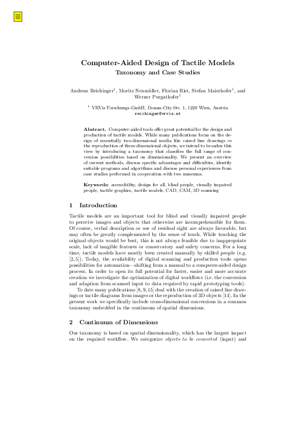 (PDF) ComputerAided Design of Tactile Models Moritz Neumuller Academia.edu