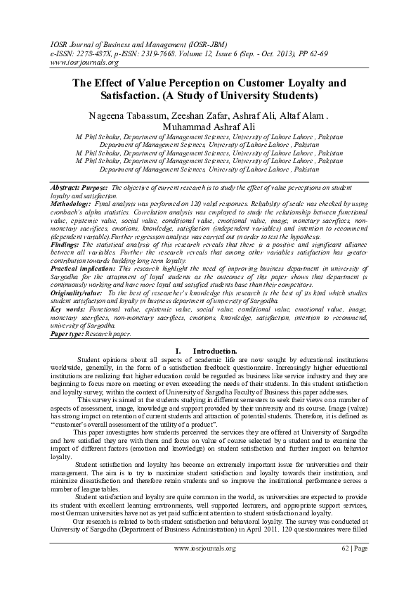 (PDF) The Effect of Value Perception on Customer Loyalty and ...