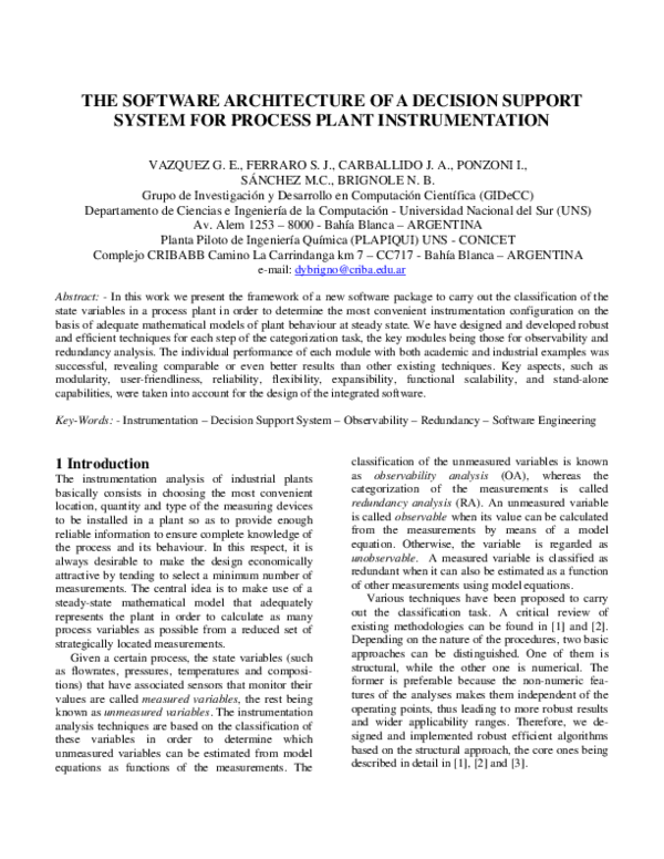 (PDF) The software architecture of a decision support system for ...