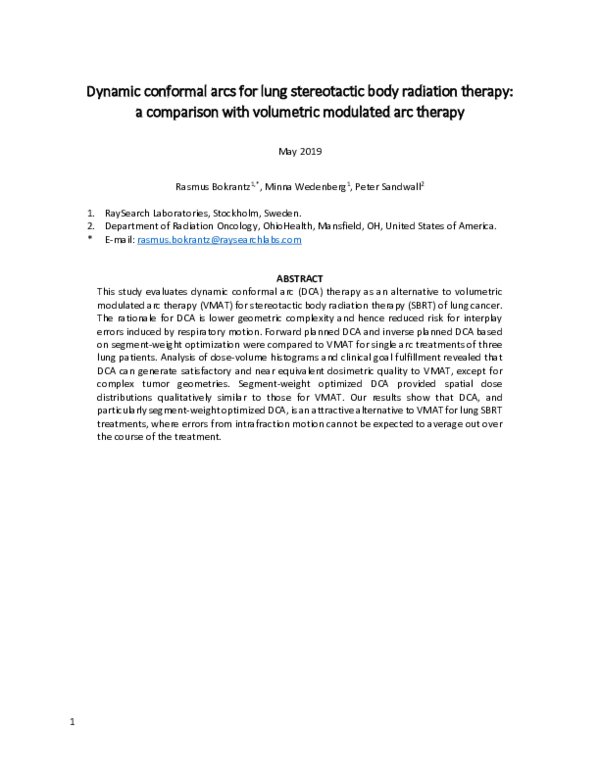 (PDF) Dynamic conformal arcs for lung stereotactic body radiation ...