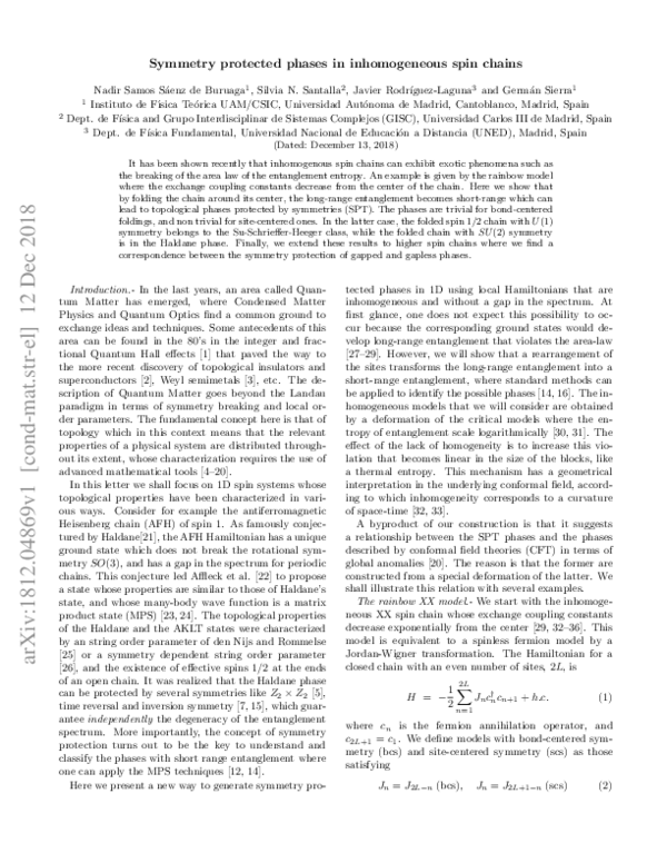 (PDF) Symmetry protected phases in inhomogeneous spin chains