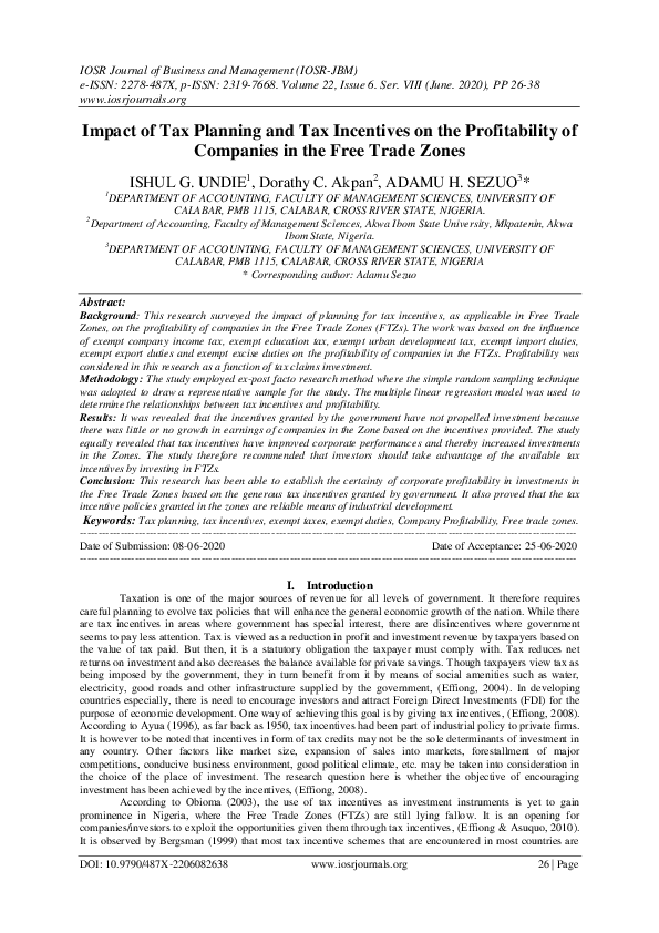 (PDF) Impact of Tax Planning and Tax Incentives on the Profitability of ...