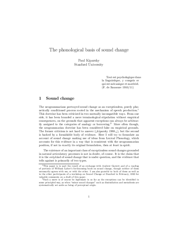 (PDF) The Phonological Basis of Sound Change