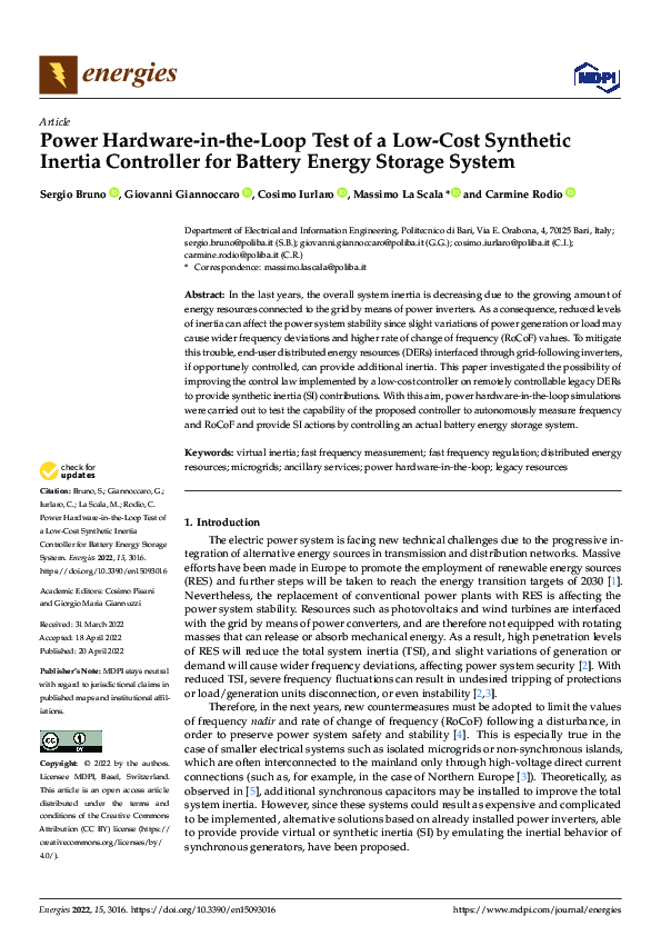 (PDF) Power Hardware-in-the-Loop Test of a Low-Cost Synthetic Inertia ...