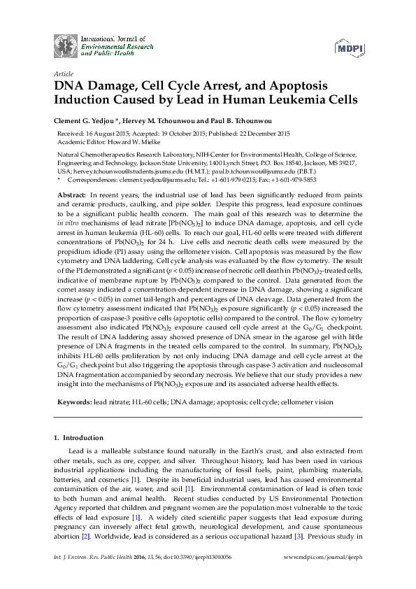 (PDF) Article DNA Damage, Cell Cycle Arrest, and Apoptosis Induction ...