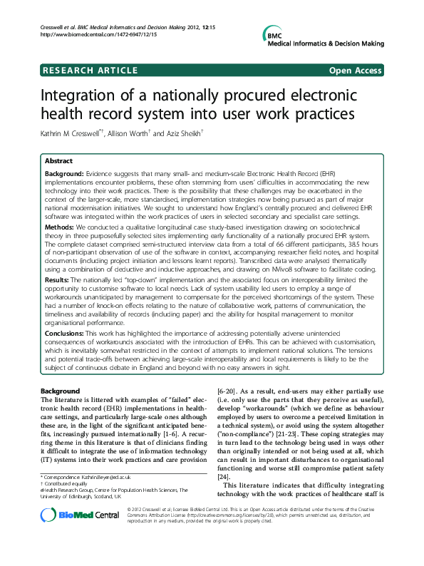 (PDF) Integration of a nationally procured electronic health record ...