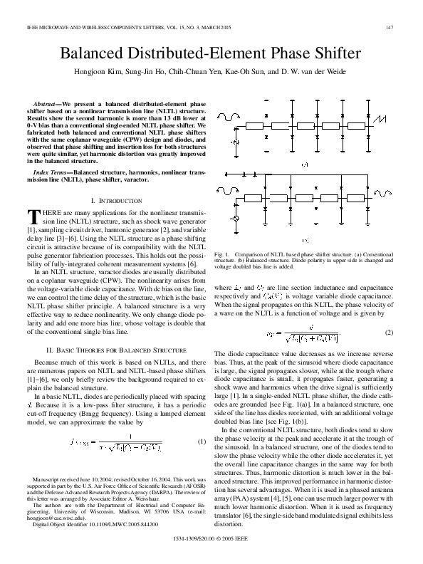 (PDF) Balanced distributed-element phase shifter