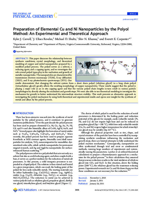 (PDF) Preparation of Elemental Cu and Ni Nanoparticles by the Polyol ...