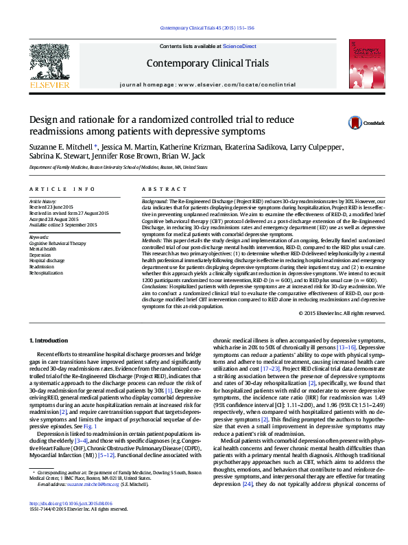 (PDF) Design and rationale for a randomized controlled trial testing ...