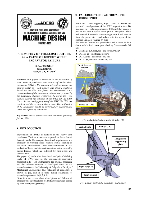 (PDF) Geometry of the Substructure as a Cause of Bucket Wheel Excavator