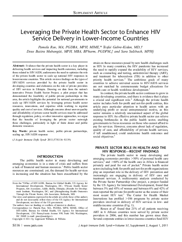 (PDF) Leveraging the Private Health Sector to Enhance HIV Service ...