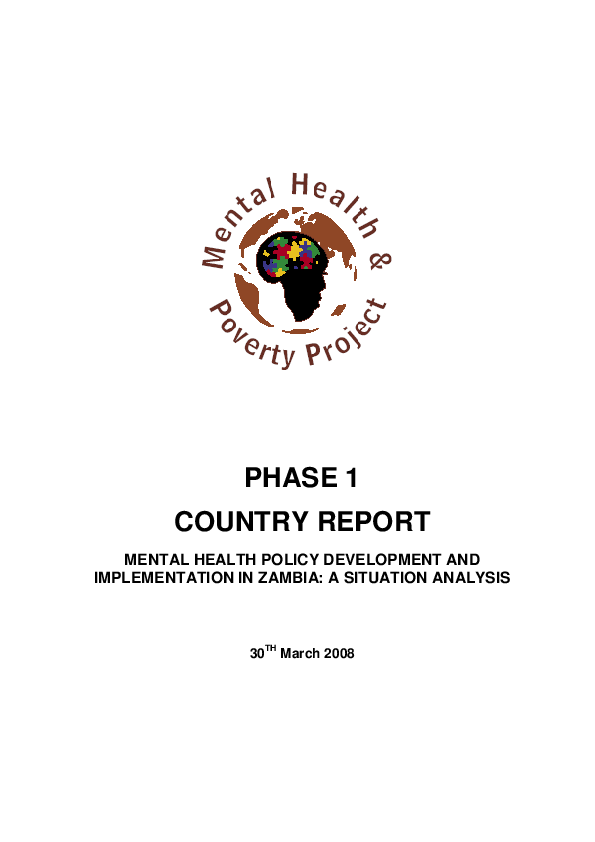 (PDF) Phase 1 Country Report Mental Health Policy Development and ...
