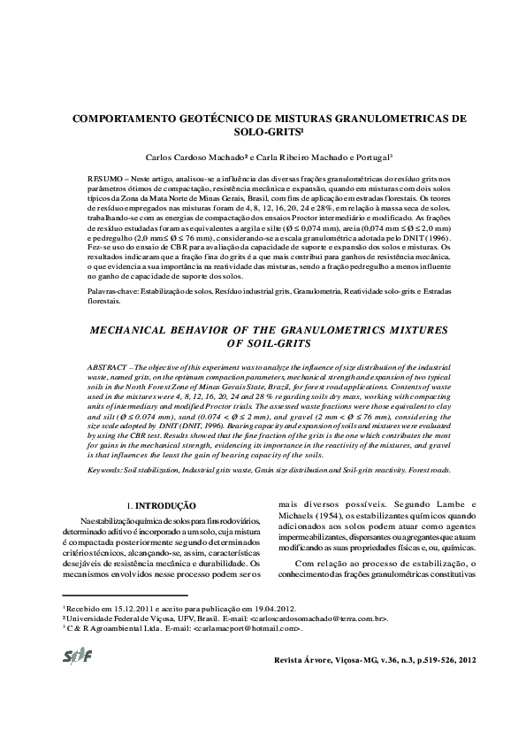 (PDF) Comportamento geotécnico de misturas granulométricas de solo