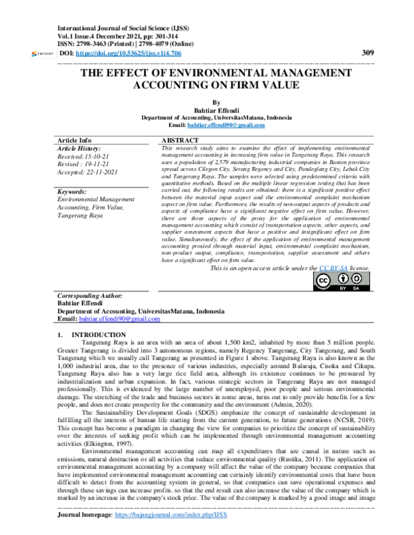 (PDF) The Effect of Environmental Management Accounting on Firm Value