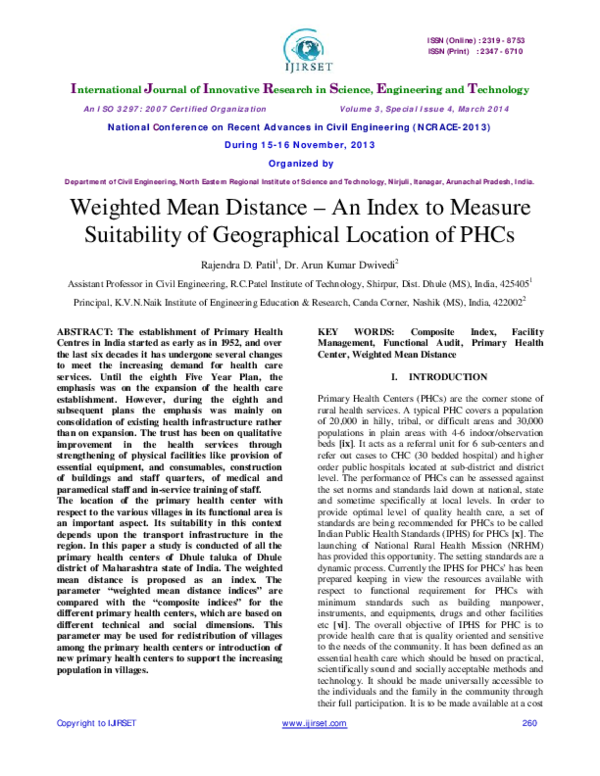 (PDF) Weighted Mean Distance An Index to MeasureSuitability of ...