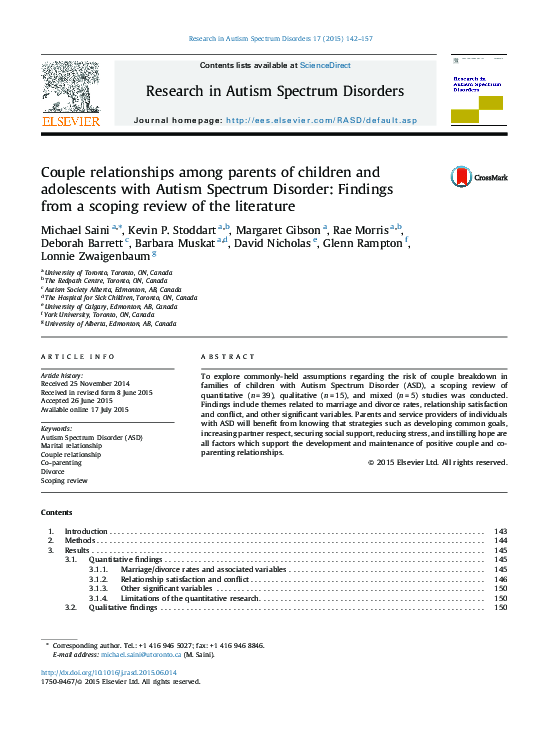 (PDF) Couple relationships among parents of children and adolescents ...