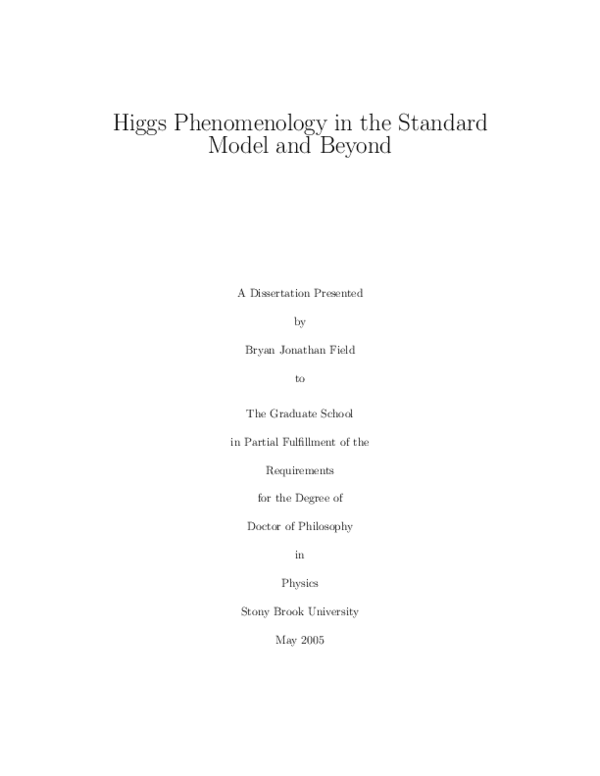  PDF Higgs Phenomenology In The Standard Model And Beyond Jack Smith Academia edu