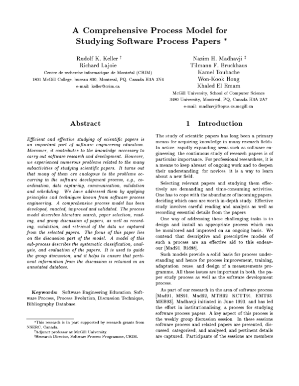 (PDF) A comprehensive process model for studying software process ...