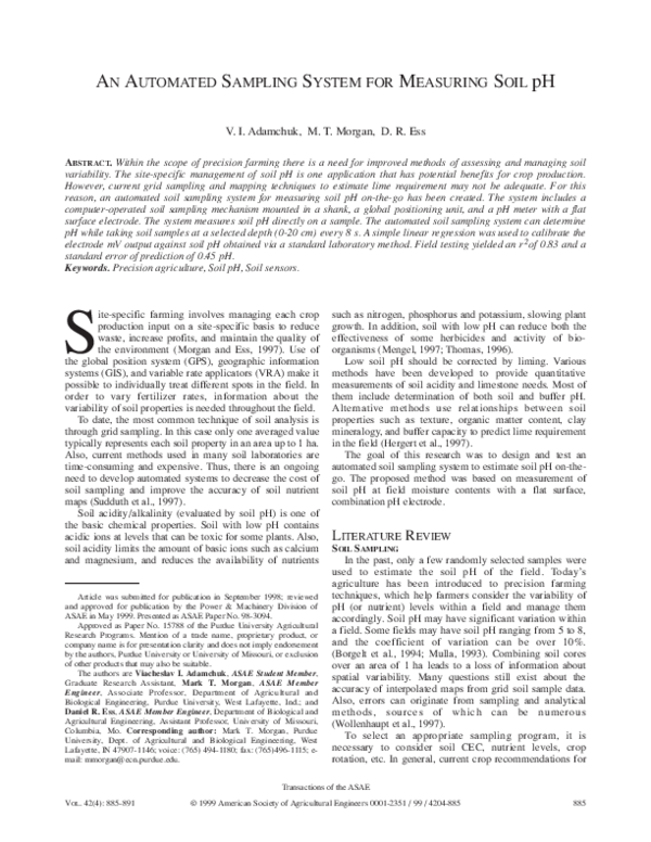 (PDF) AN AUTOMATED SAMPLING SYSTEM FOR MEASURING SOIL pH