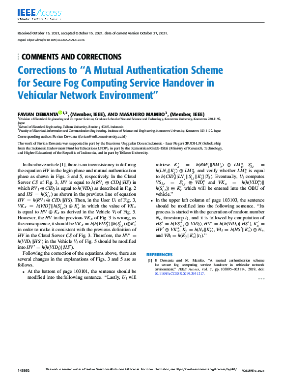 (PDF) Corrections to “A Mutual Authentication Scheme for Secure Fog ...